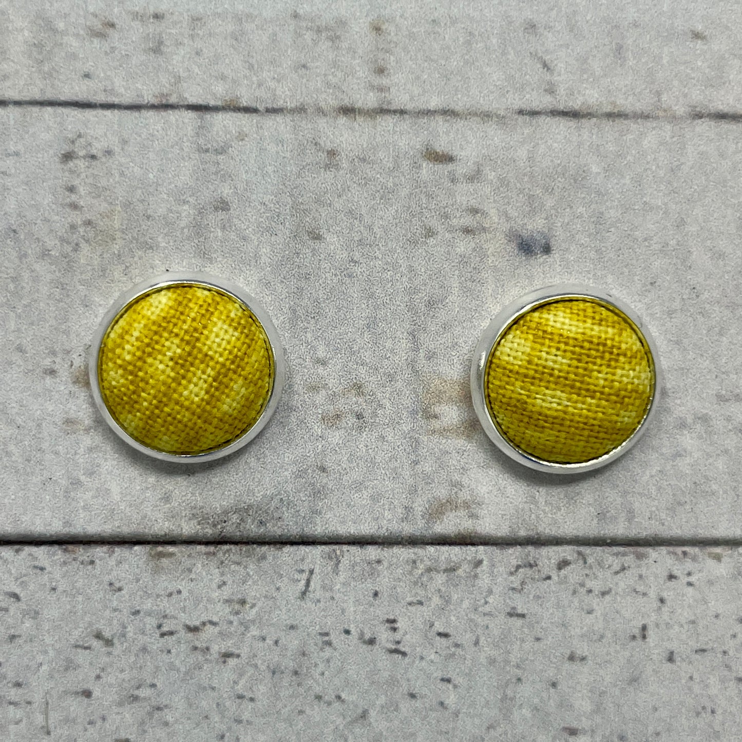 Yellow Brick Fabric Stud Earrings