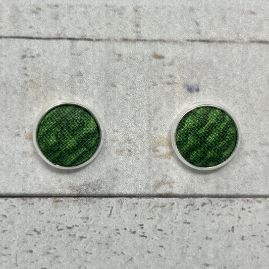 Green Brick Fabric Stud Earrings