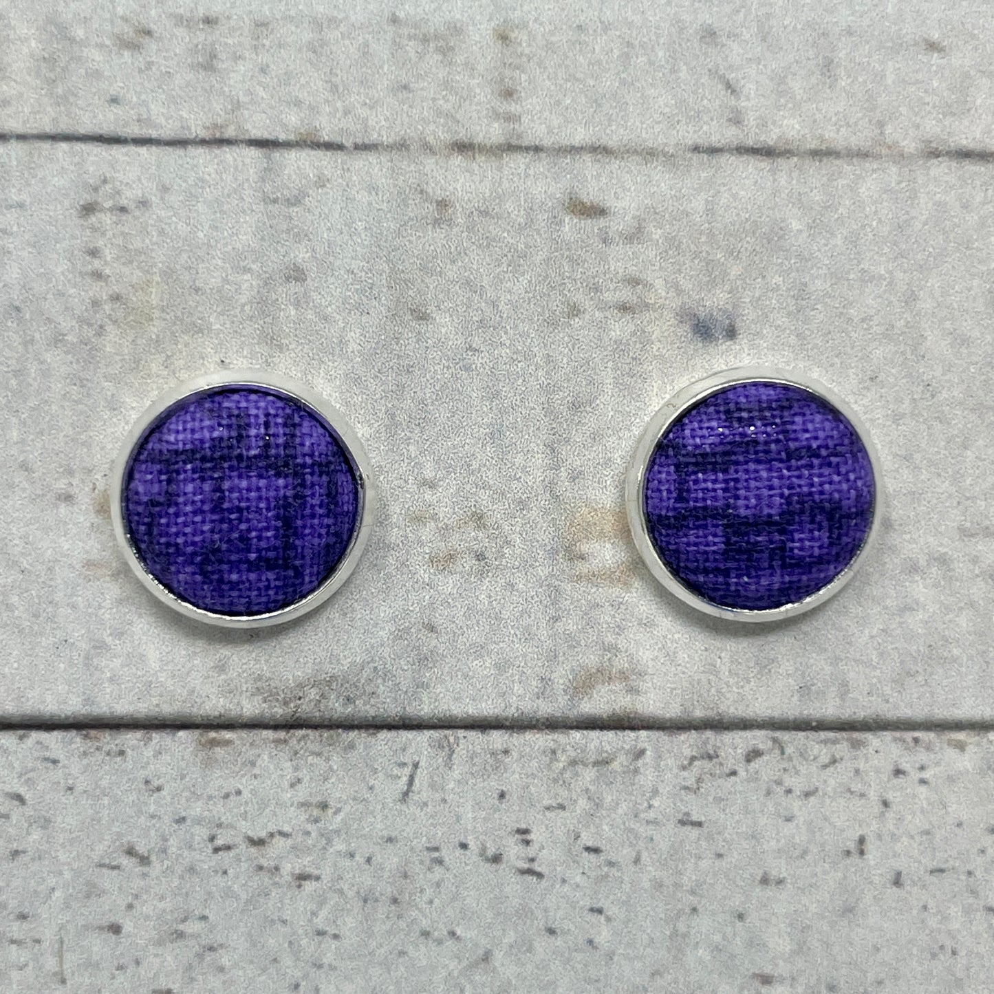 Purple Brick Fabric Stud Earrings