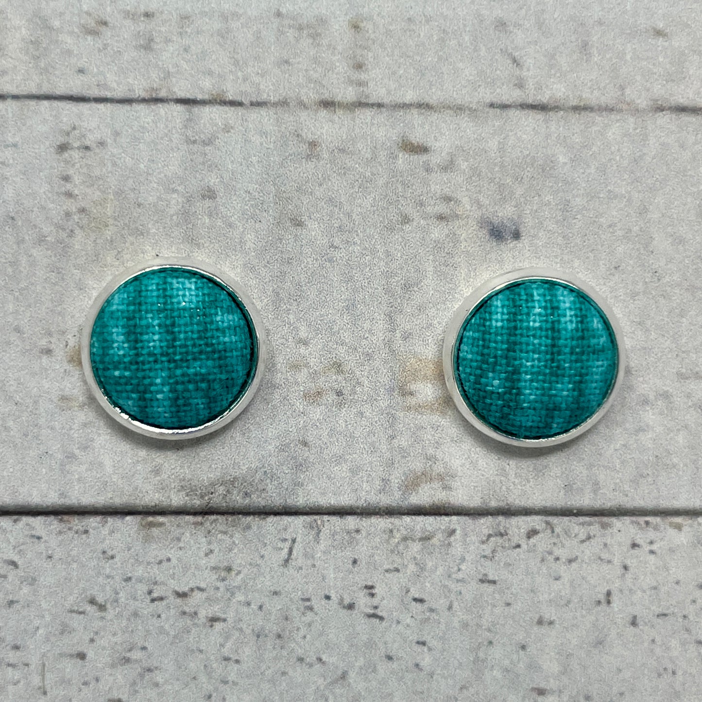 Turquoise Brick Fabric Stud Earrings