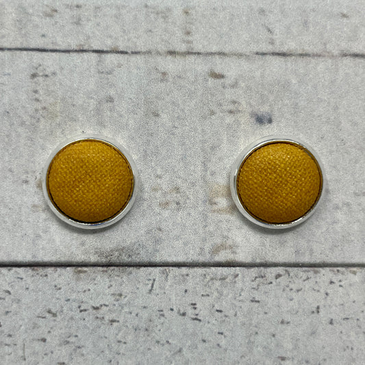 Mustard Fabric Stud Earrings