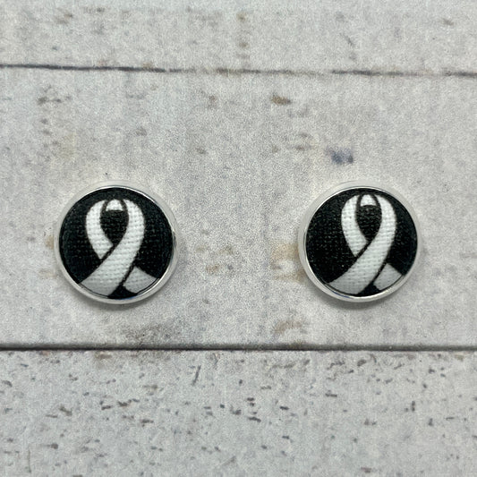 Lung Cancer Awareness Fabric Stud Earrings