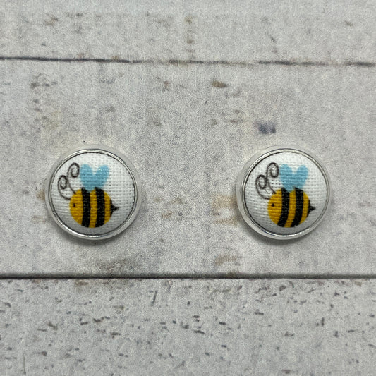 Bee Fabric Stud Earrings