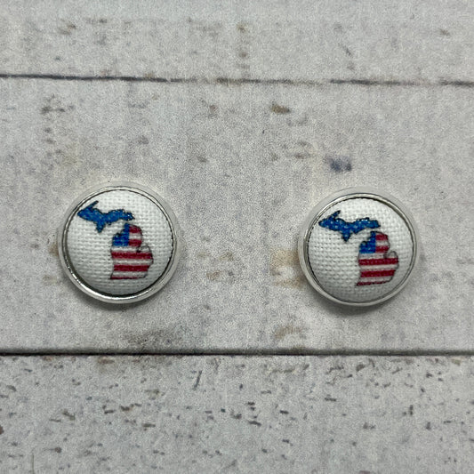 Michigan Flag Fabric Stud Earrings