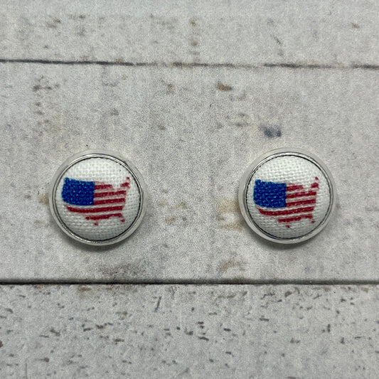 USA Flag Fabric Stud Earrings