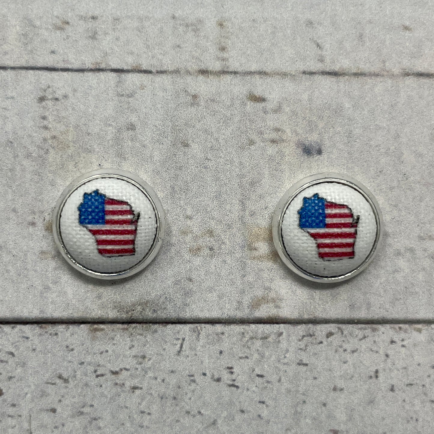 Wisconsin Flag Fabric Stud Earrings