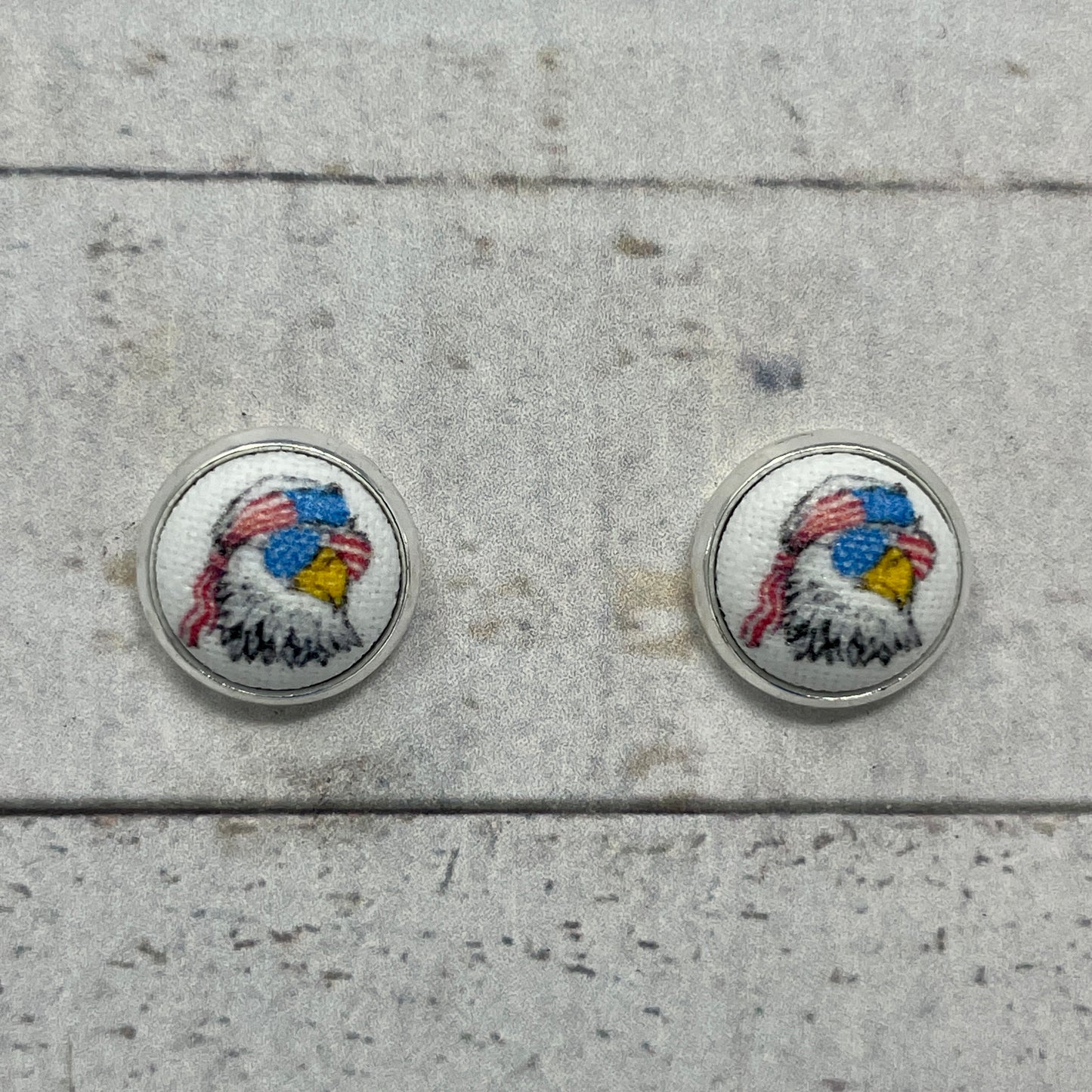 USA Eagle Fabric Stud Earrings