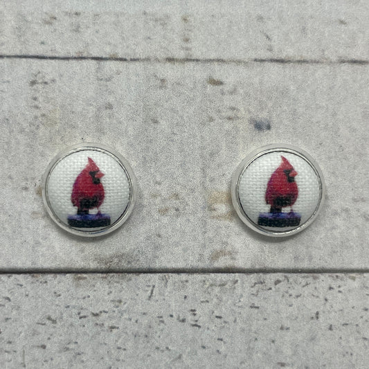 Male Cardinal Fabric Stud Earrings