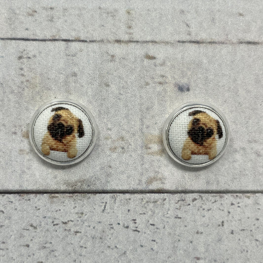 Pug Fabric Stud Earrings