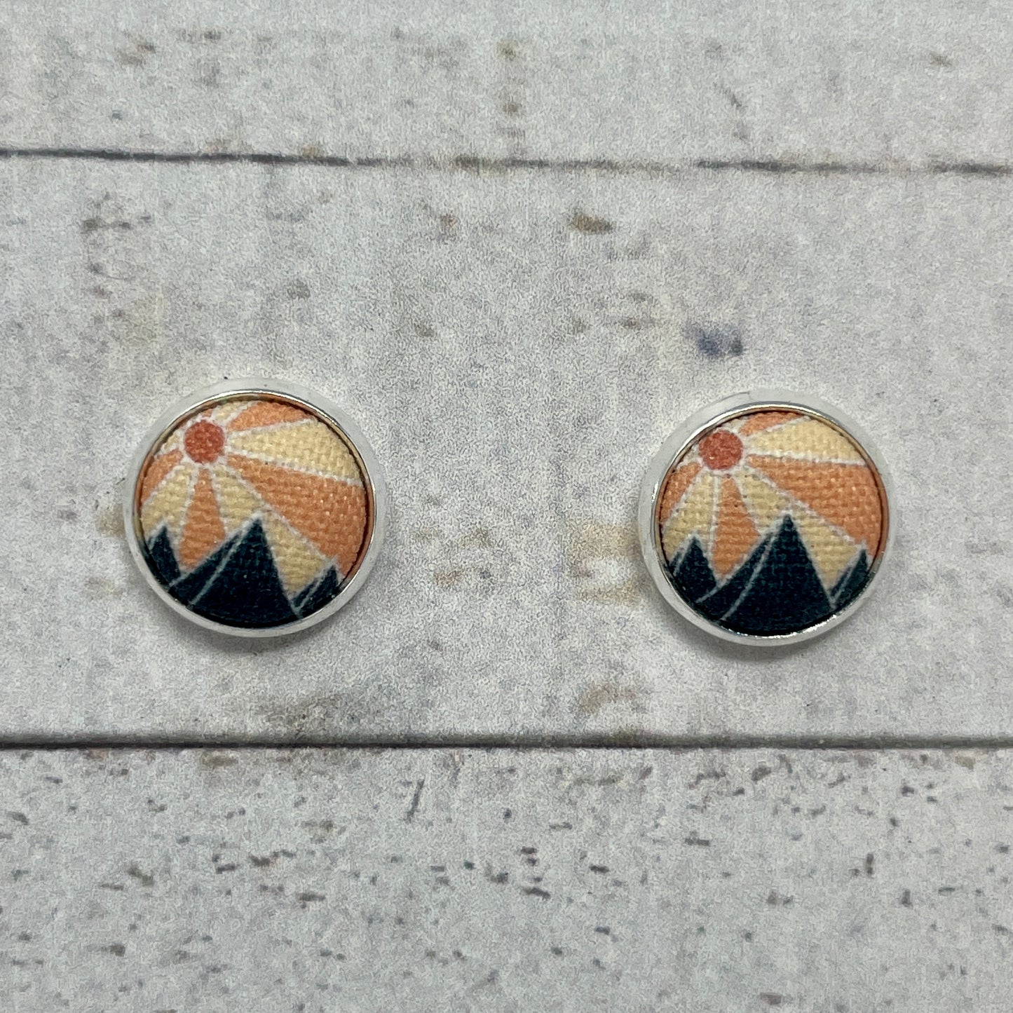 Boho Mountains Fabric Stud Earrings