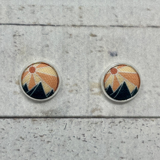 Boho Mountains Fabric Stud Earrings