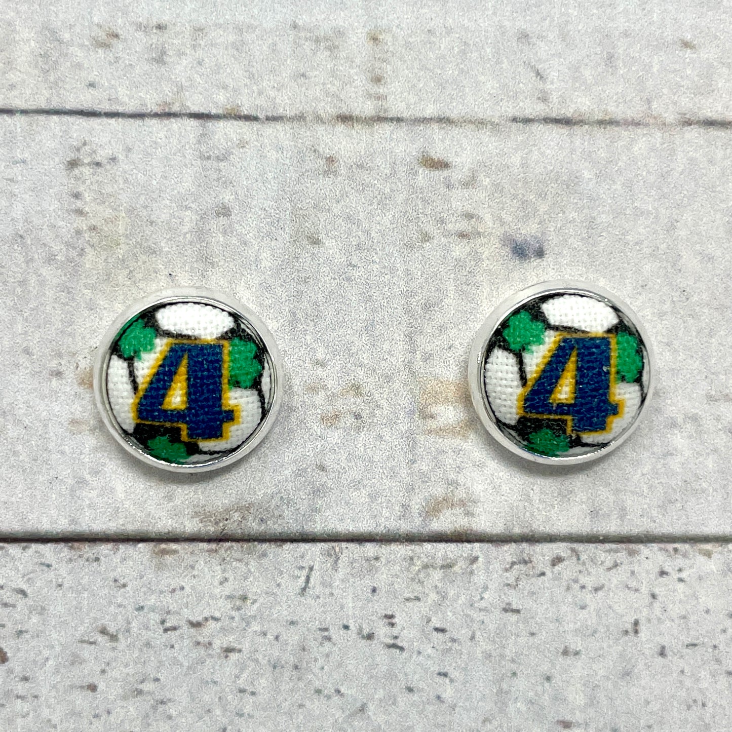 Custom Soccer Fabric Stud Earrings