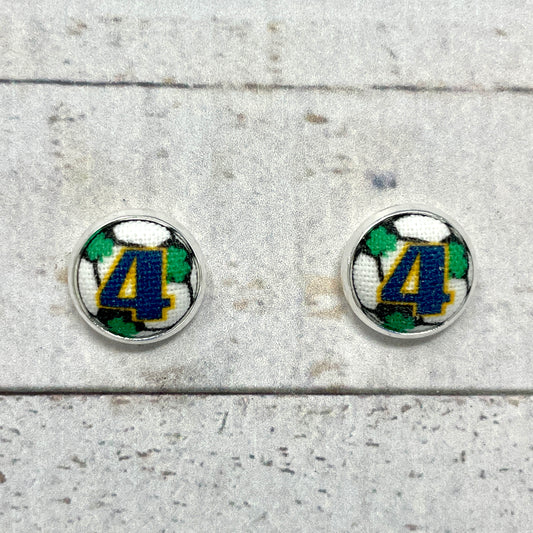 Custom Soccer Fabric Stud Earrings