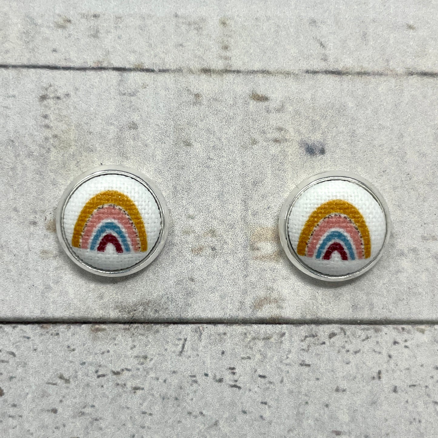 Be Kind Rainbow Fabric Stud Earrings