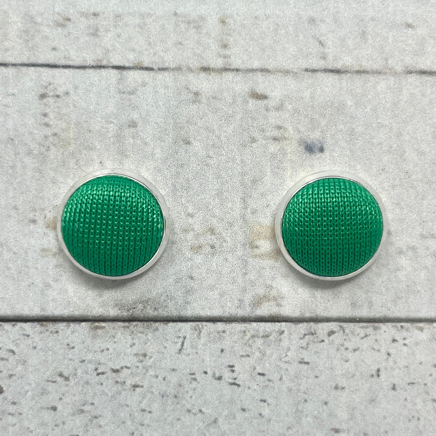 Kelly Green Fabric Stud Earrings