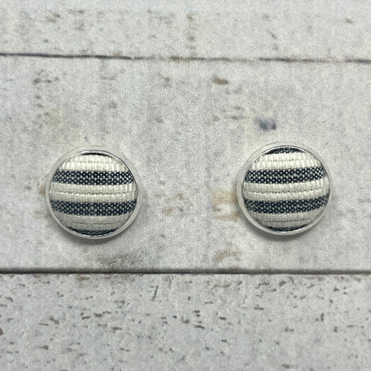 Textured Striped Fabric Stud Earrings