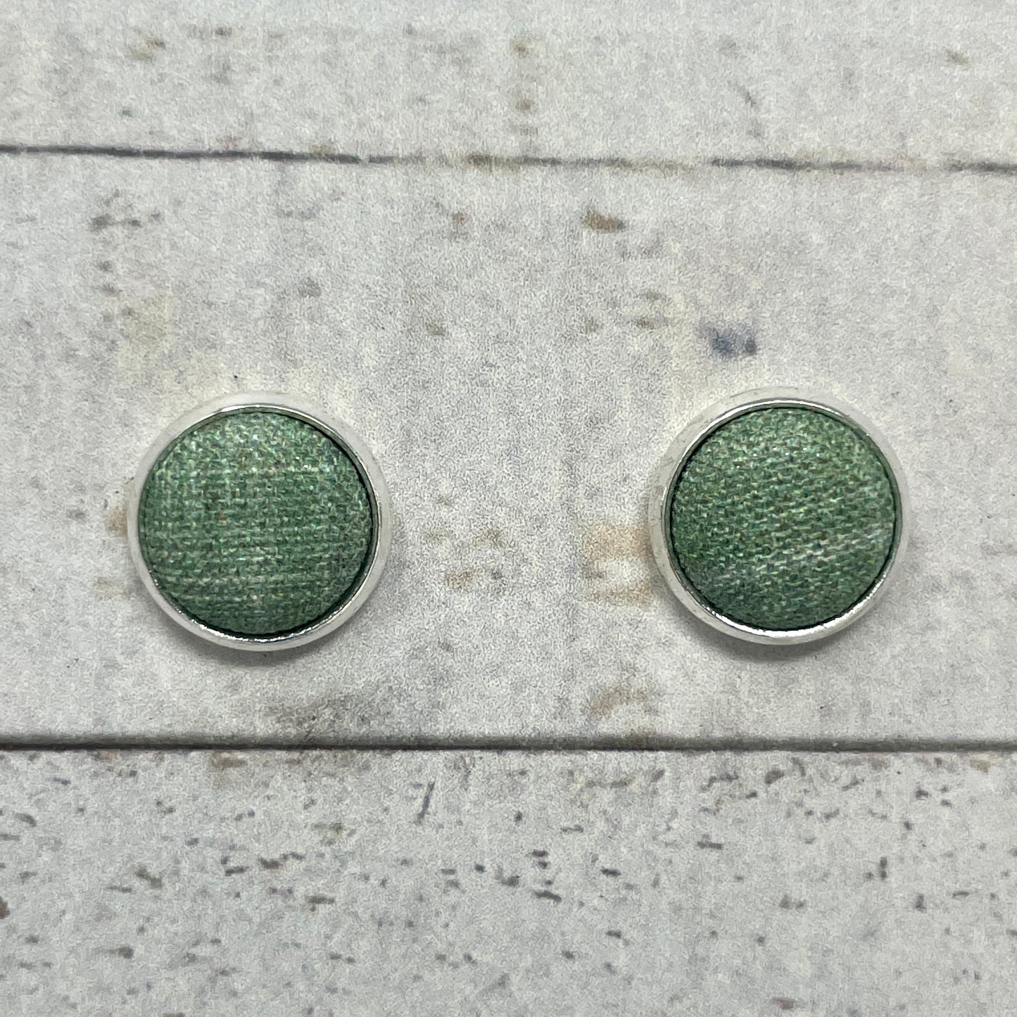 Sage Green Fabric Stud Earrings