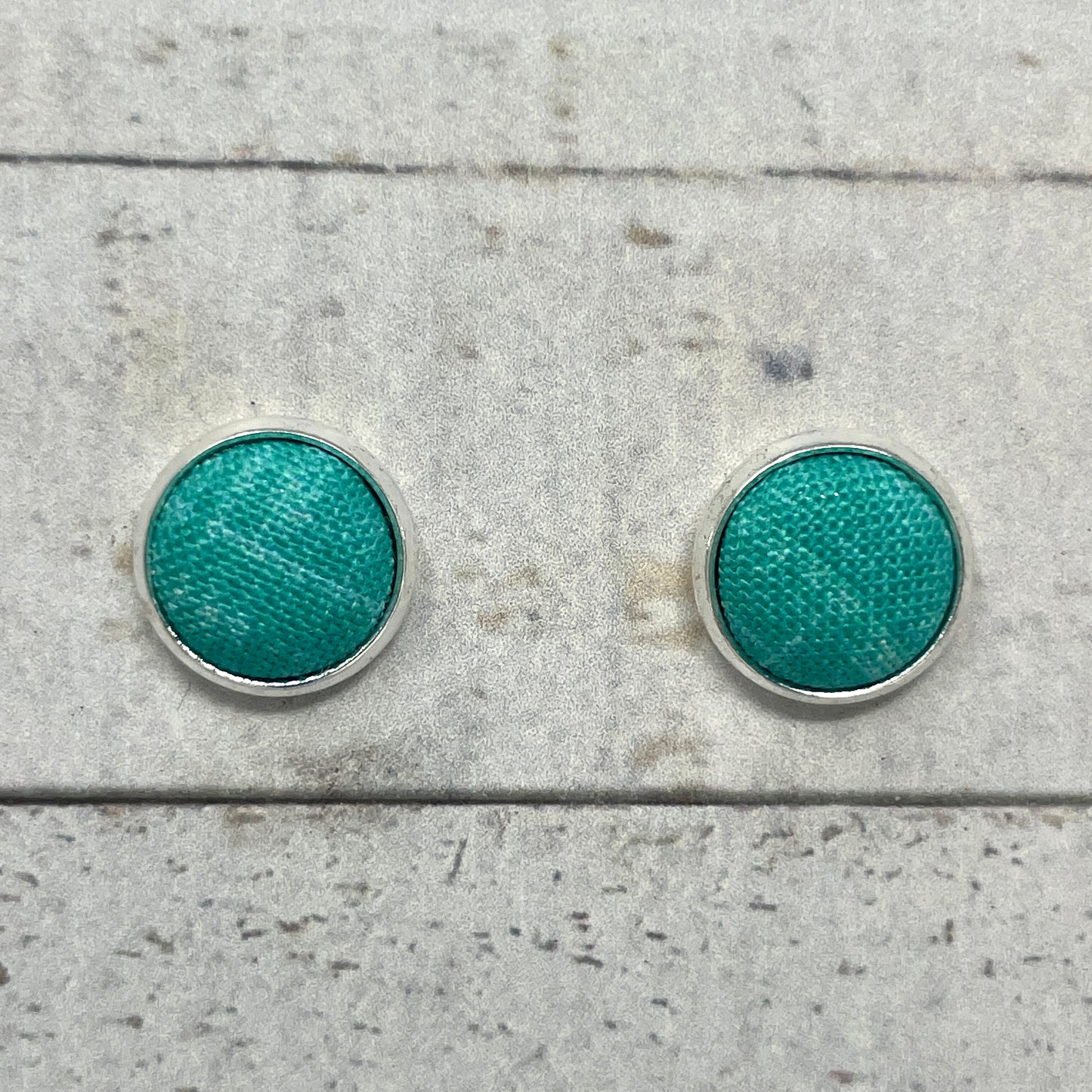 Bright Turquoise Fabric Stud Earrings