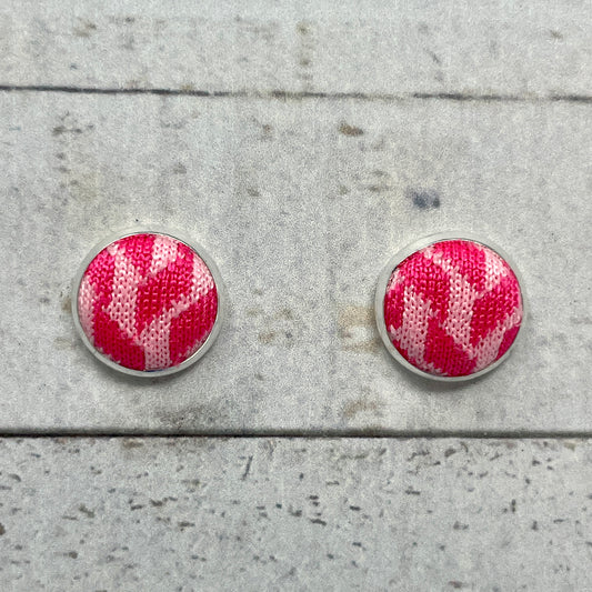 Light & Bright Pink Fabric Stud Earrings