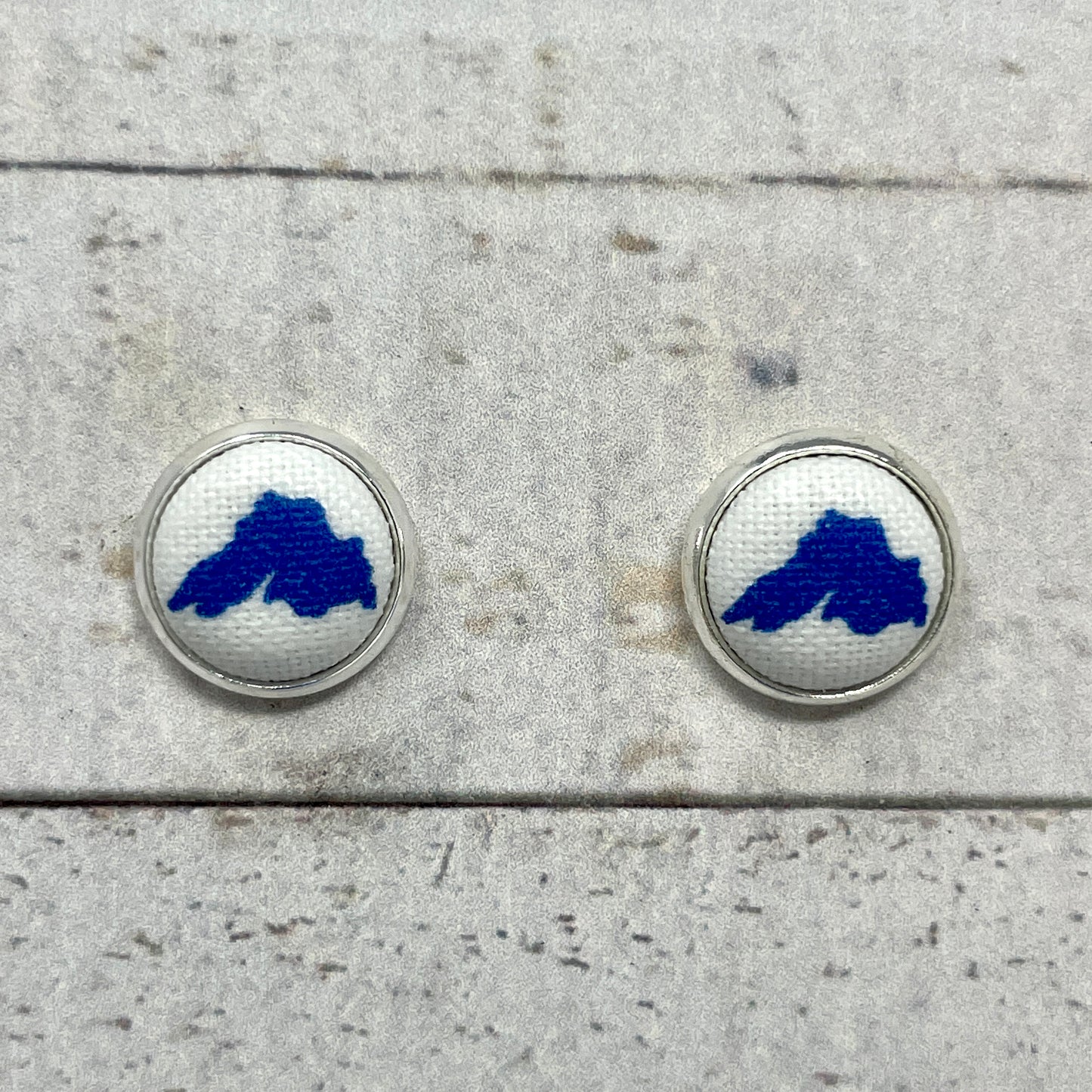 Lake Superior Fabric Stud Earrings