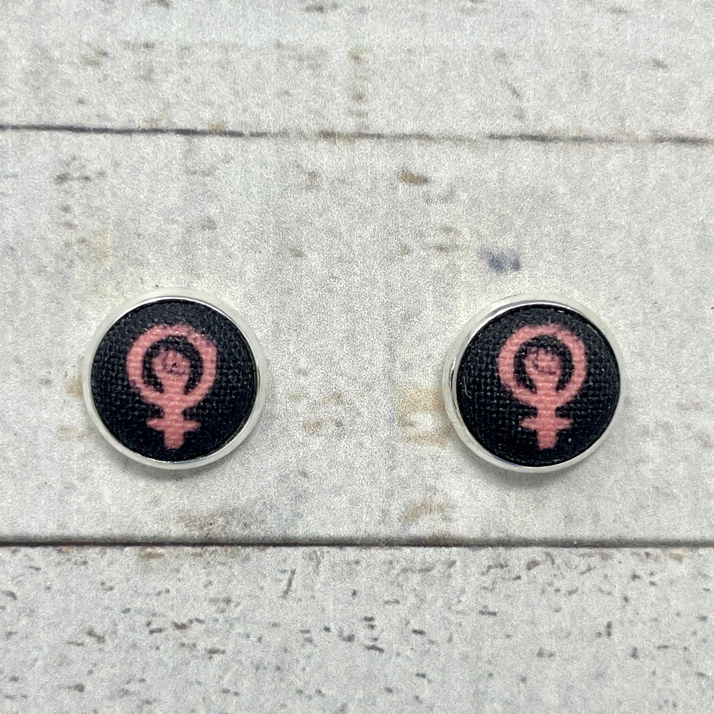 Strong Woman Fabric Stud Earrings