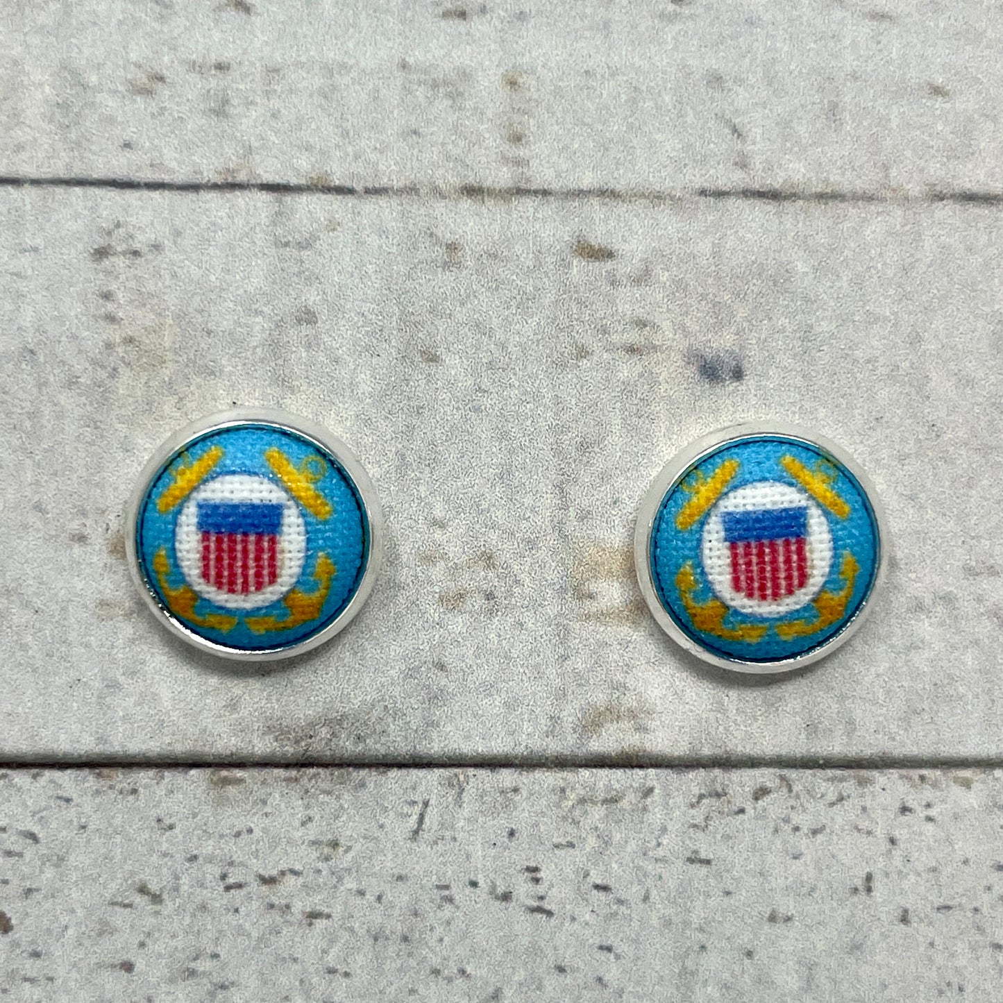 U. S. Coast Guard Fabric Stud Earrings