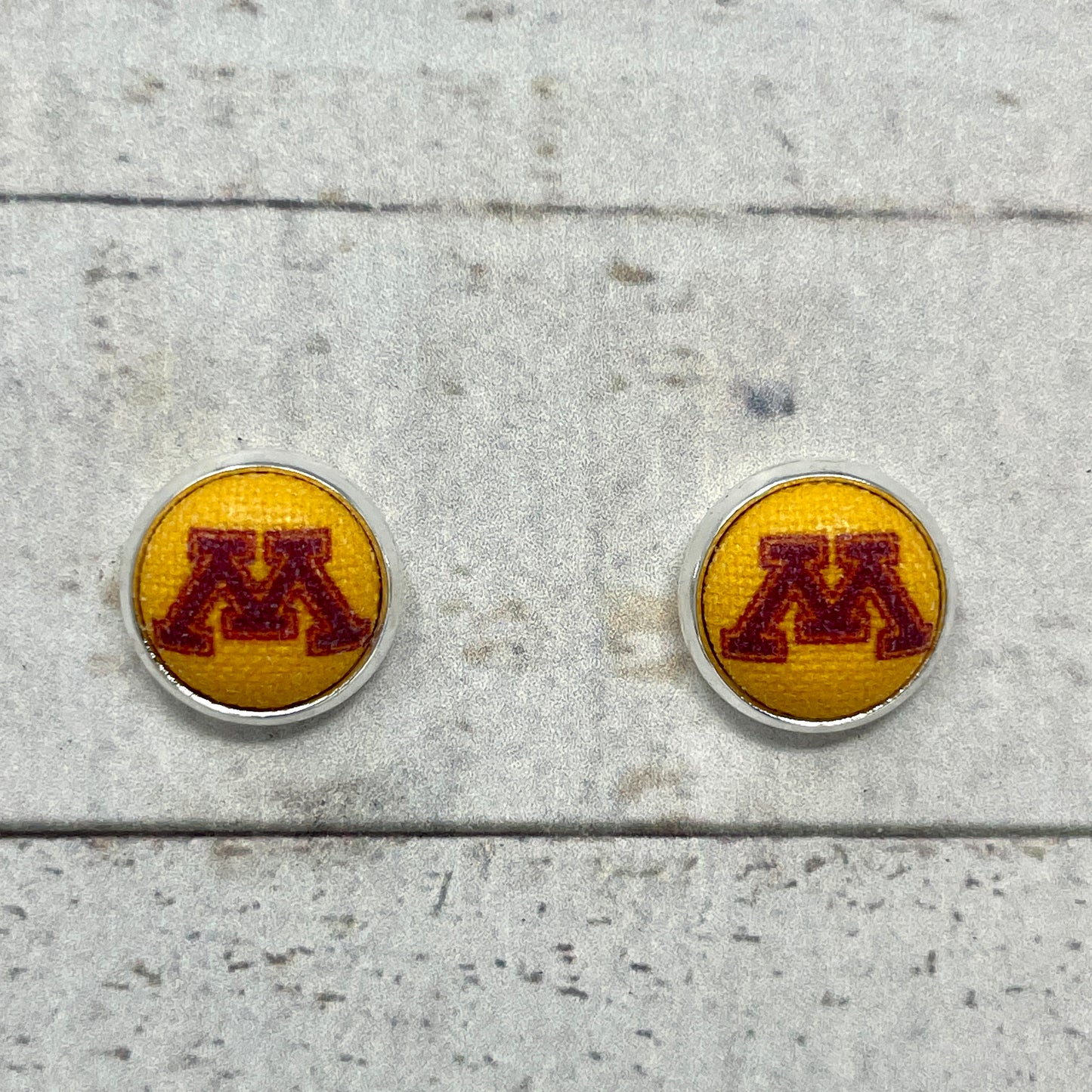 U of M Golden Gophers Fabric Stud Earrings