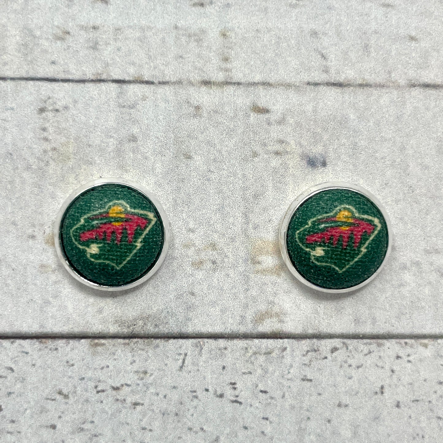 Minnesota Wild Fabric Stud Earrings