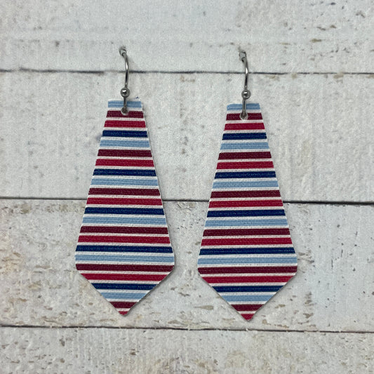 Red, White & Blue Fabric Tie Earrings