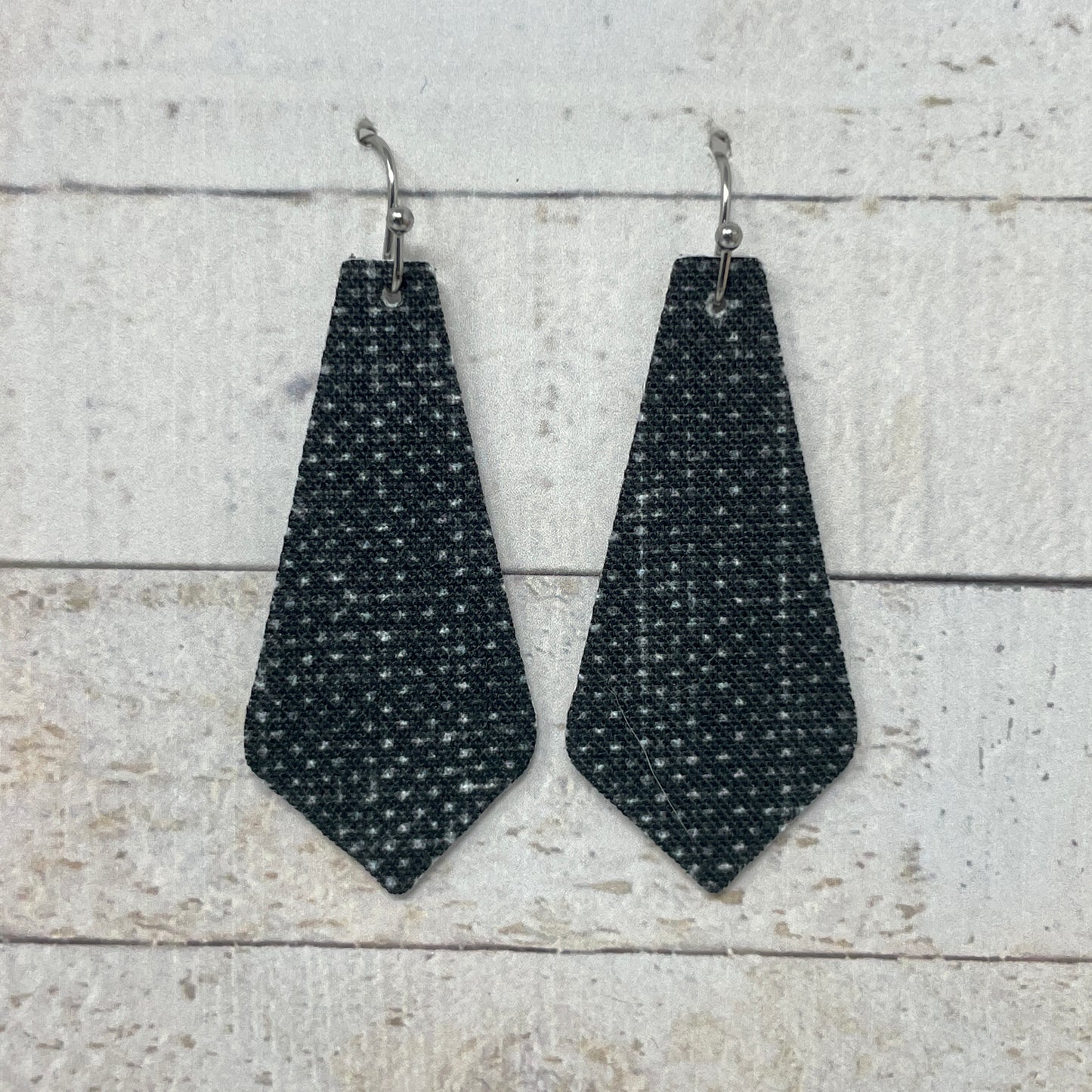 Distressed Black Fabric Tie Earrings