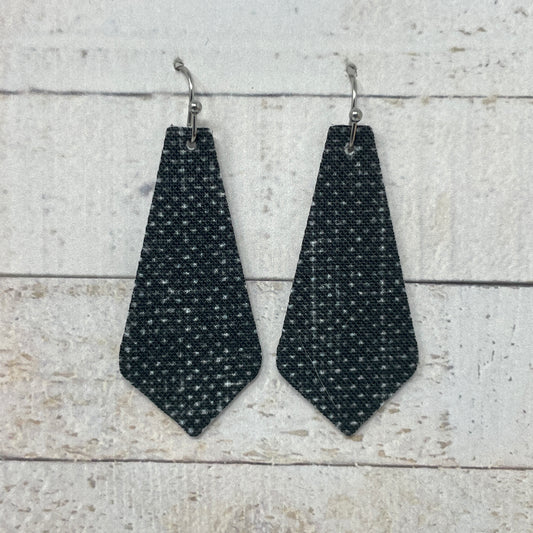 Distressed Black Fabric Tie Earrings