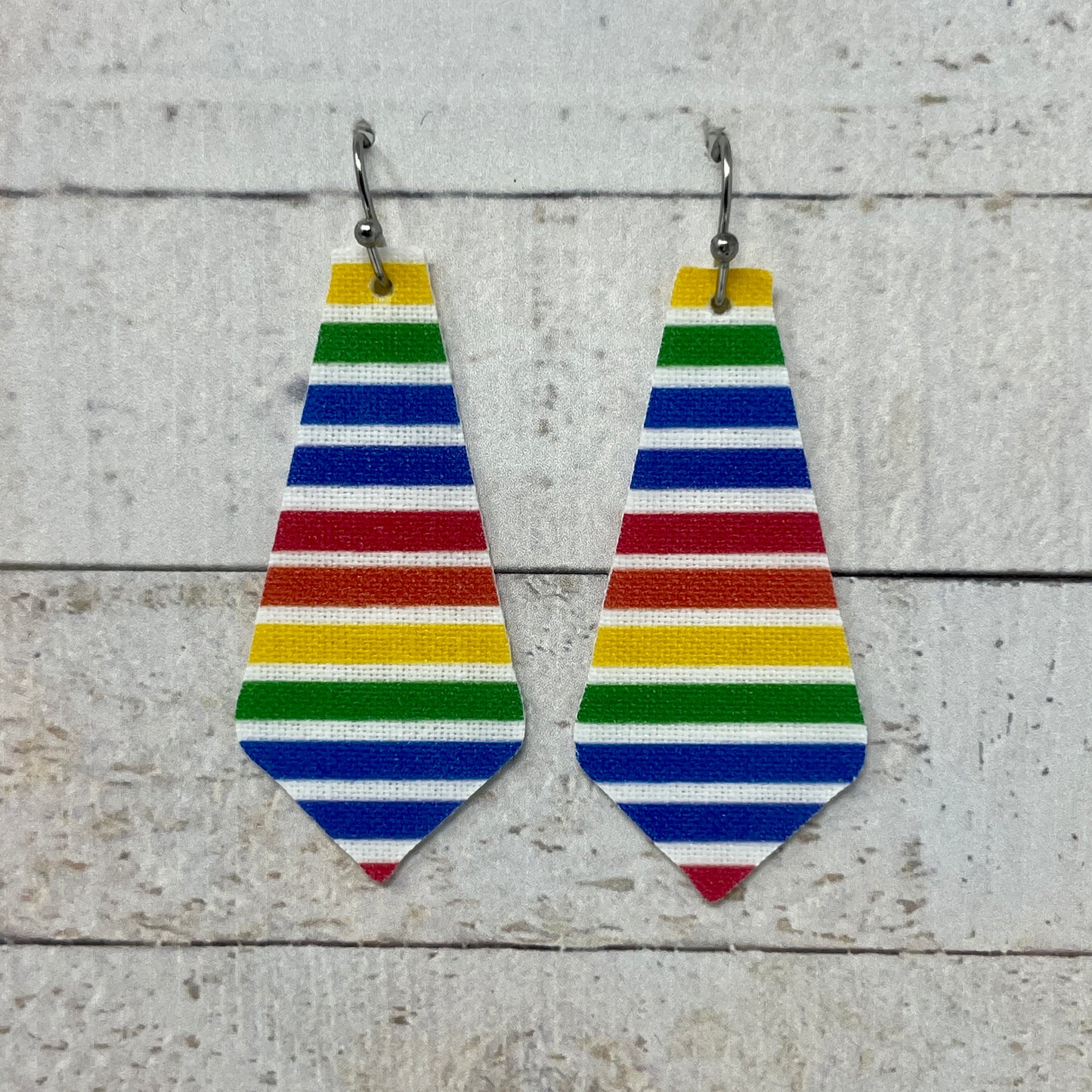 Rainbow Striped Fabric Tie Earrings