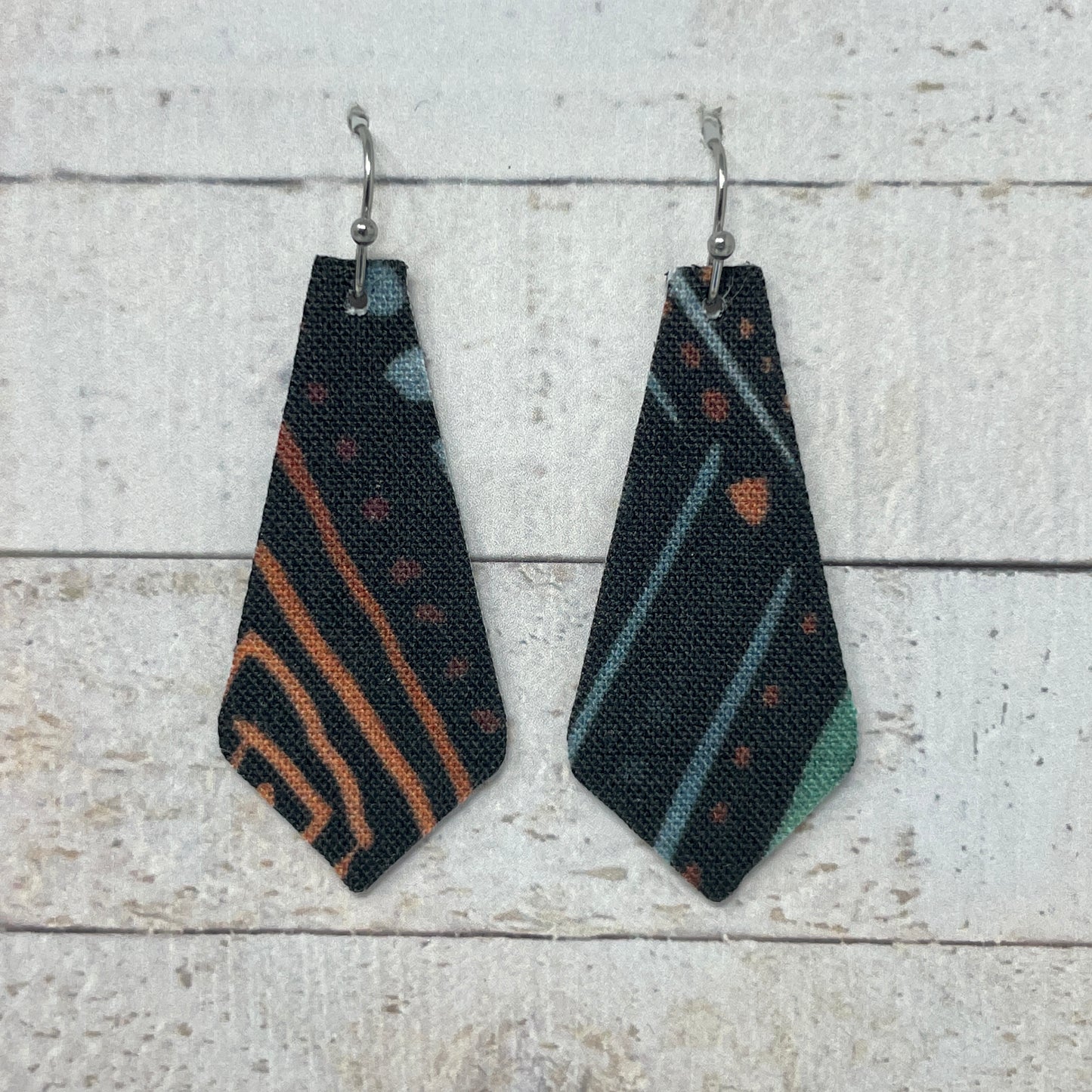 Black Boho Fabric Tie Earrings