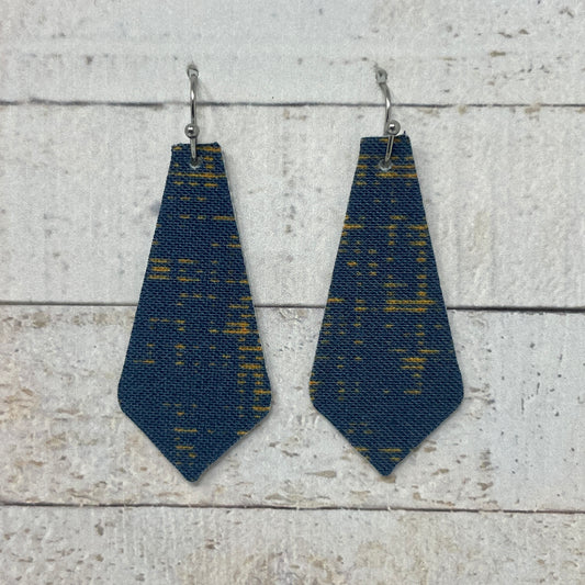 Navy & Gold Fabric Tie Earrings