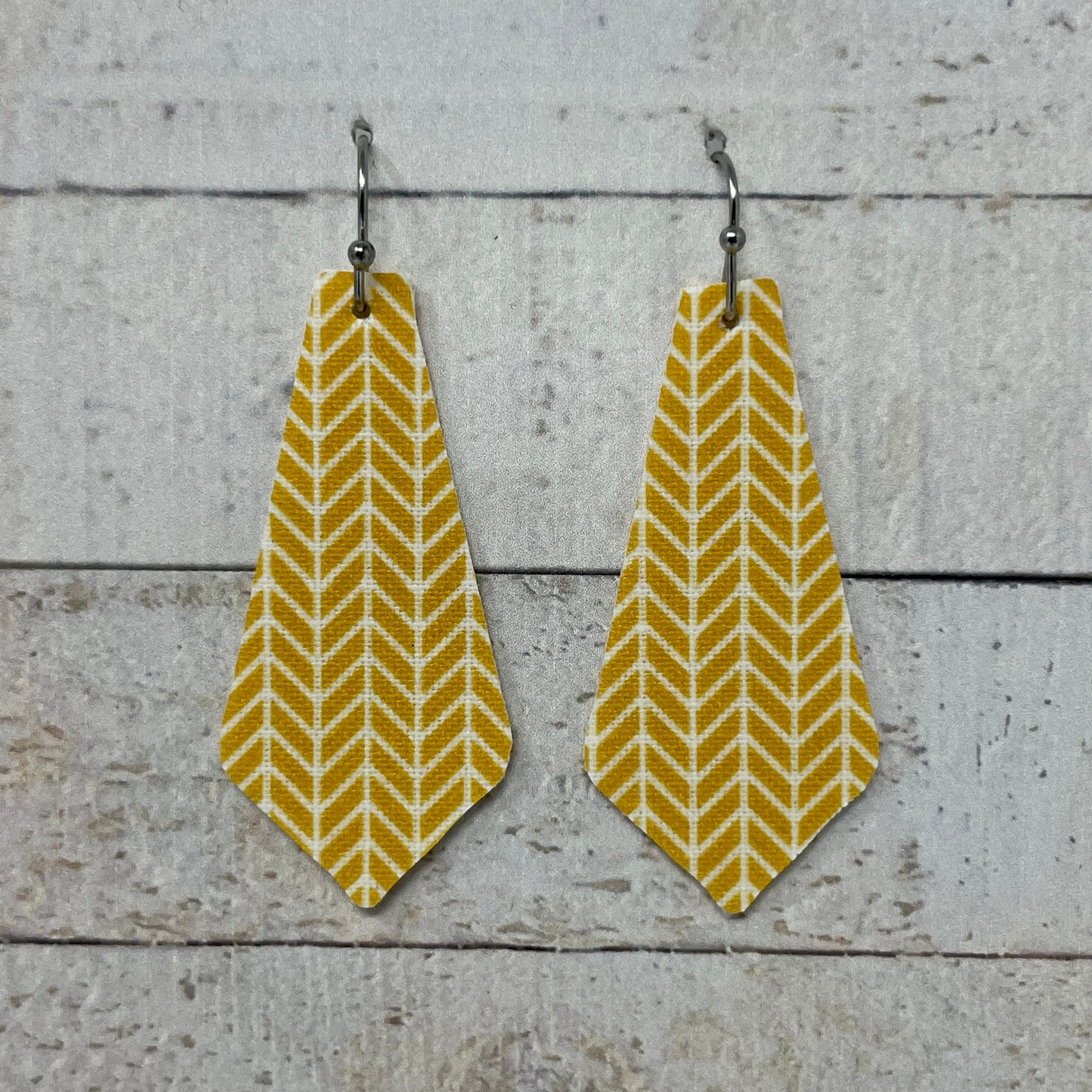 Mustard Herringbone Fabric Tie Earrings