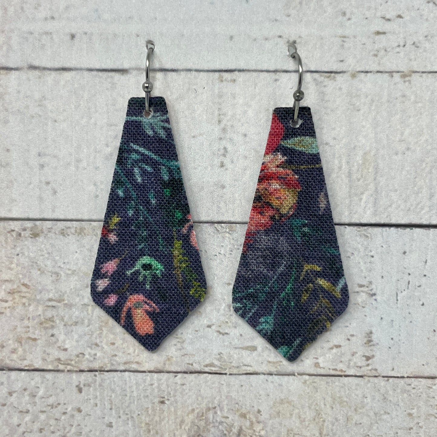 Purple Floral Fabric Tie Earrings