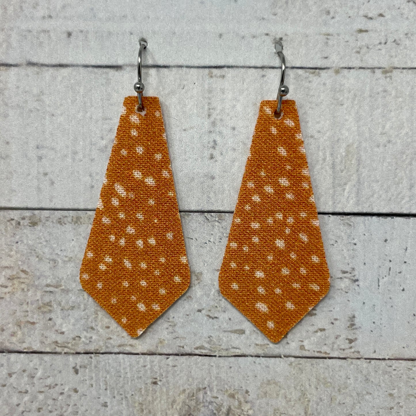 Orange Cream Speckled Fabric Tie Earrings