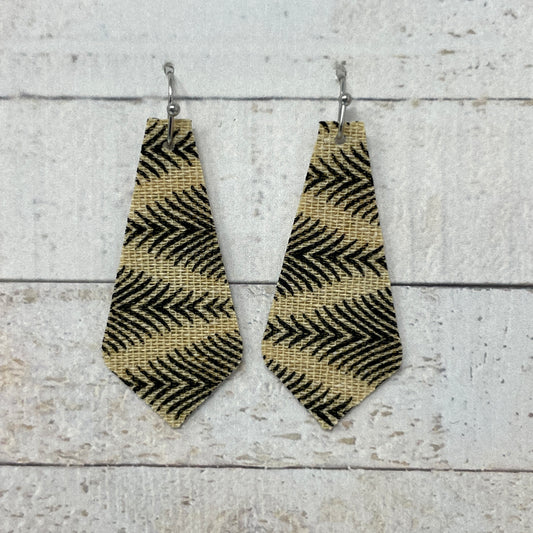 Black & Tan Fabric Tie Earrings