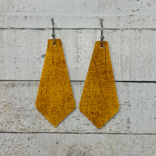 Distressed Mustard Fabric Tie Earrings