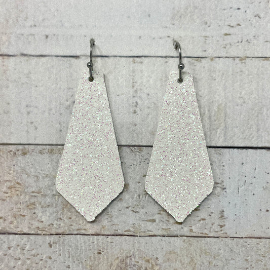 White Glitter Fabric Tie Earrings