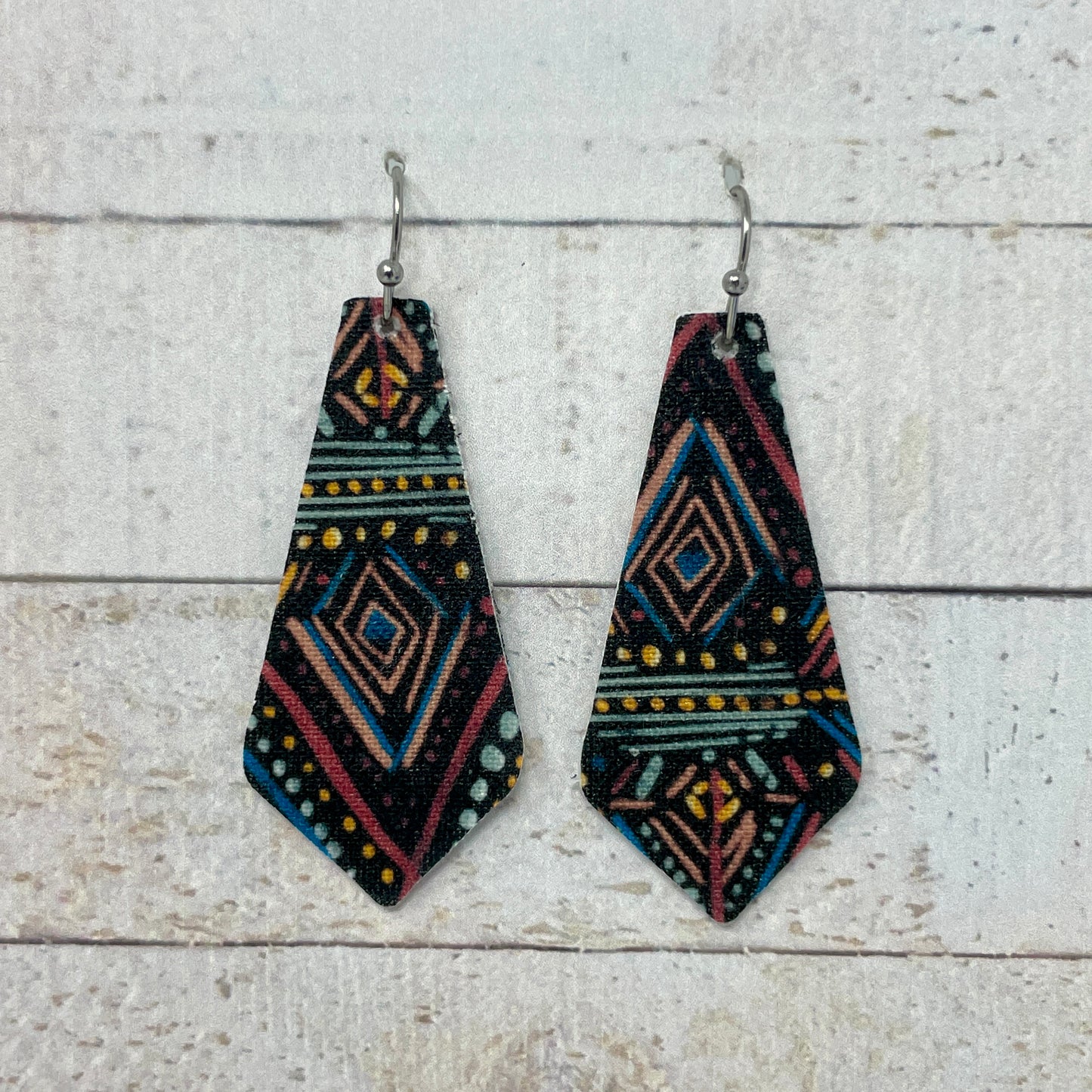 Summer Boho Black Small Scale Fabric Tie Earrings