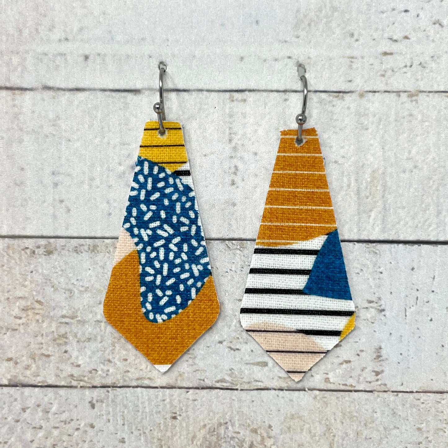 Bright Boho Striped Fabric Tie Earrings