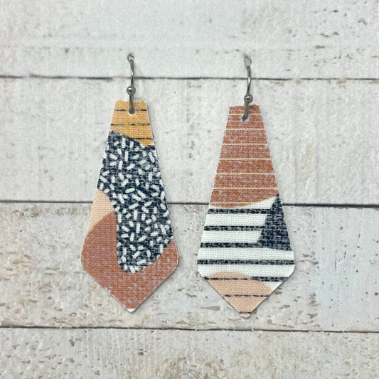 Peachy Boho Striped Fabric Tie Earrings