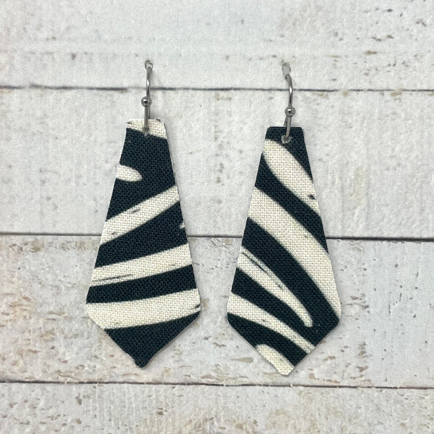 Black & Ivory Fabric Tie Earrings