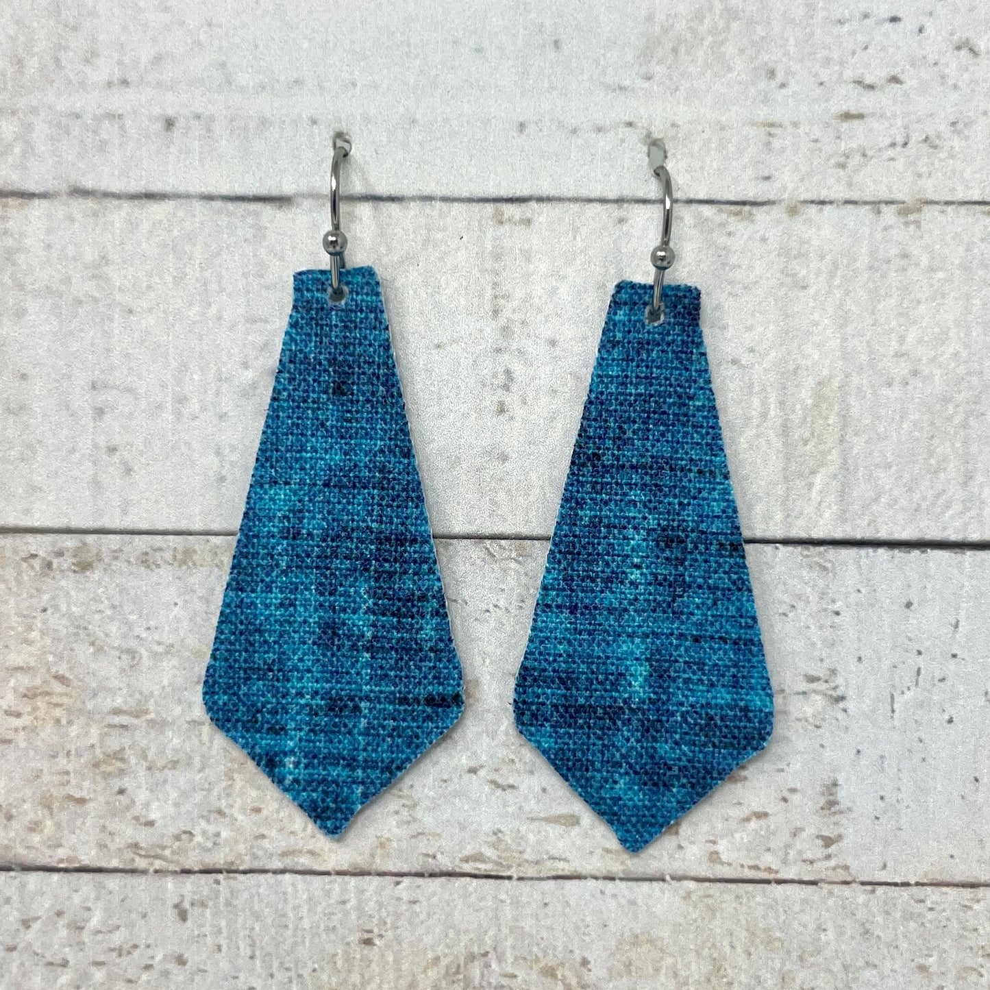 Bright Teal Fabric Tie Earrings