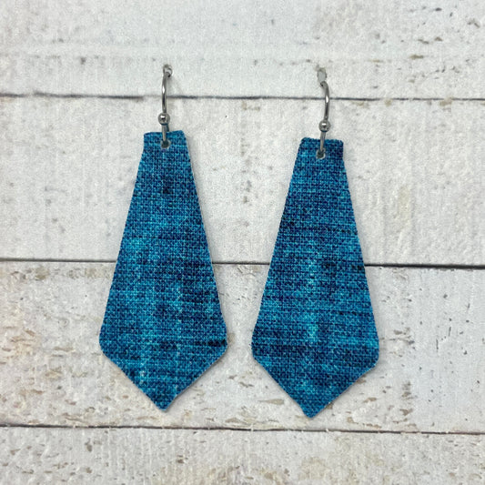 Bright Teal Fabric Tie Earrings