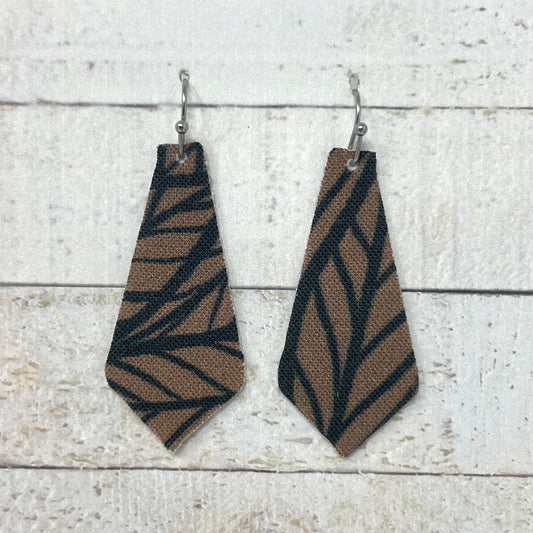 Brown & Black Fabric Tie Earrings