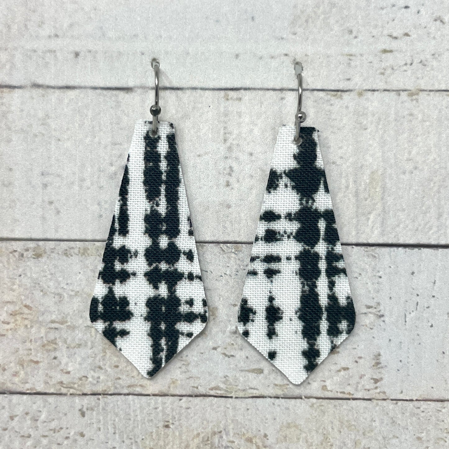 Black & White Fabric Tie Earrings