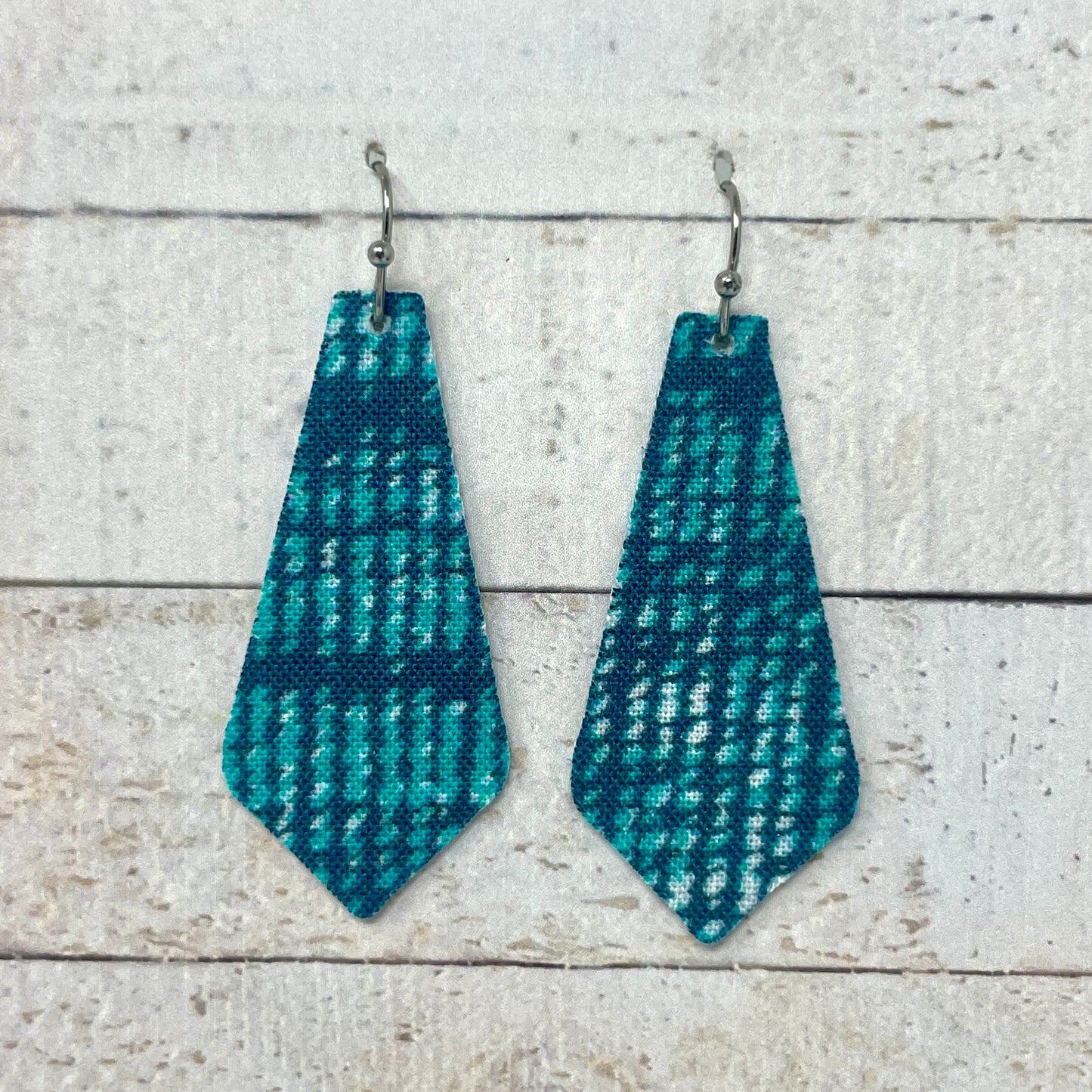 Turquoise & Teal Speckled Fabric Tie Earrings