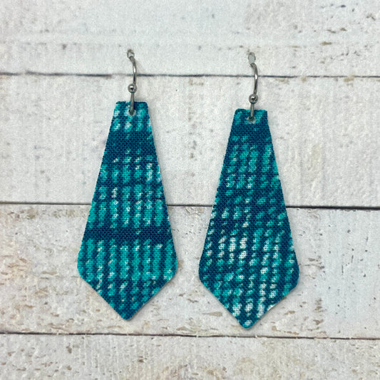 Turquoise & Teal Speckled Fabric Tie Earrings